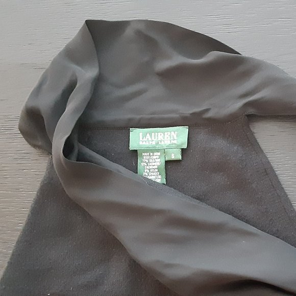 LRL Black Silk & Cashmere Tie Neck Sleeveless Sweater - size S - Picture 5 of 11